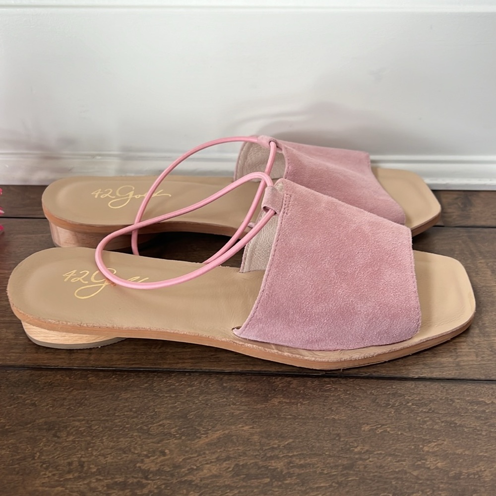 42 Gold Belize Pink Suede Sandal, 7 (EU 37.5)